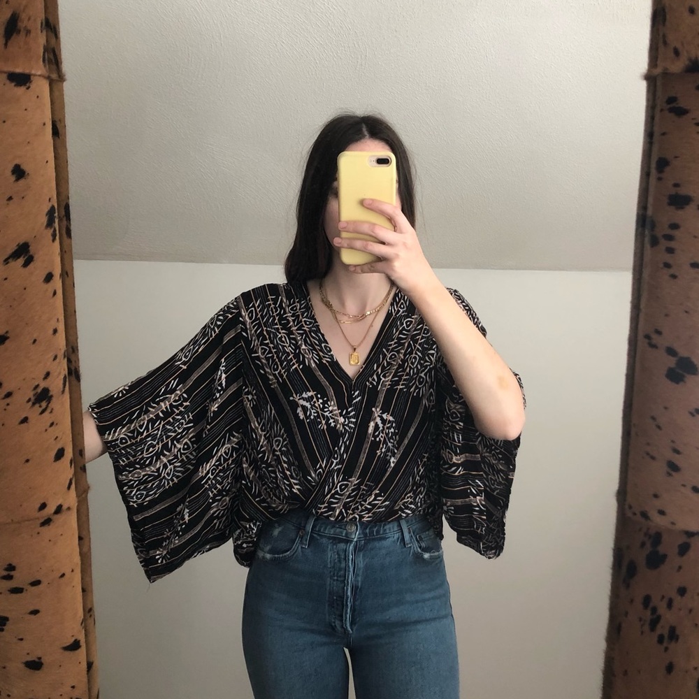 wrap front blouse